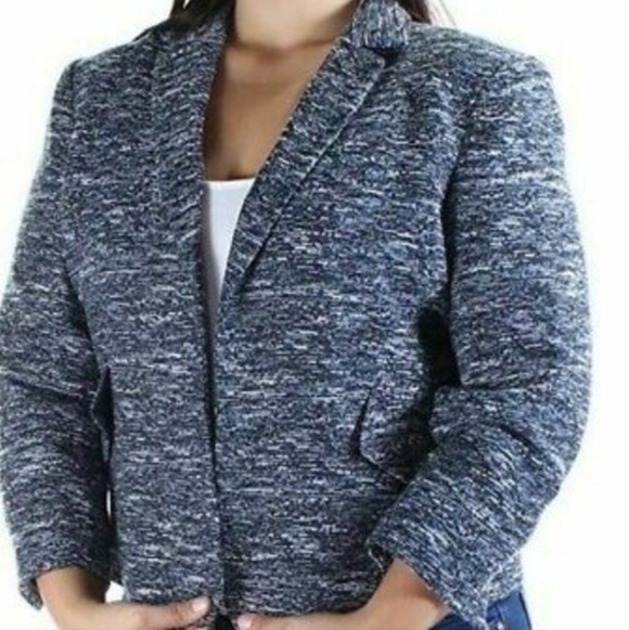 Tommy Hilfiger Jackets & Blazers - Tommy Hilfiger Blue Tweed Clasp Front Blazer Size 10